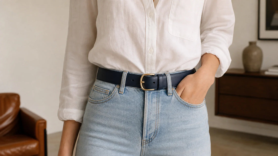 how to put buckle on dress blue belt Anderson Reversible Belt main image 1