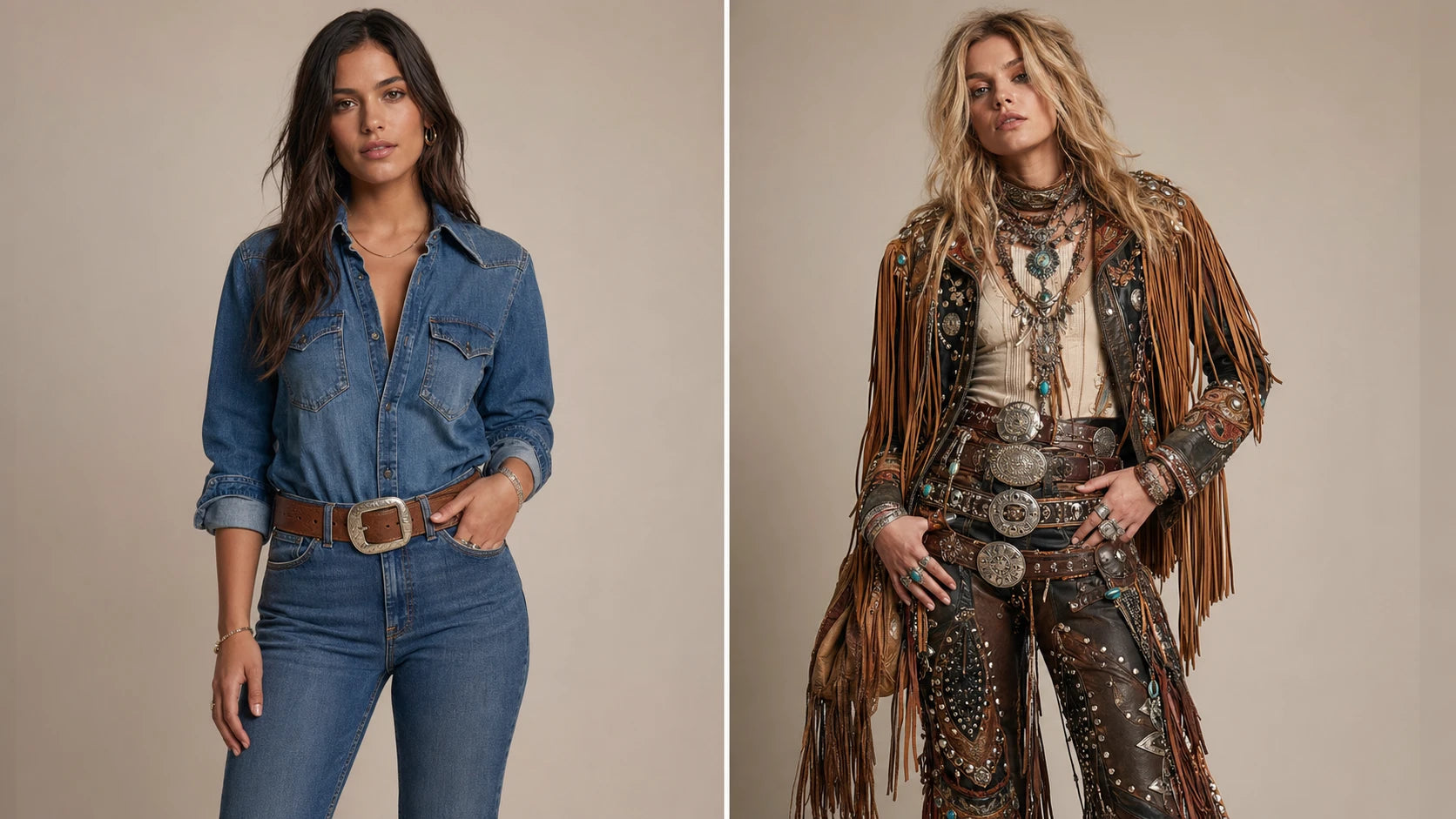 Comparison showing when a cowgirl belt looks balanced versus overloaded