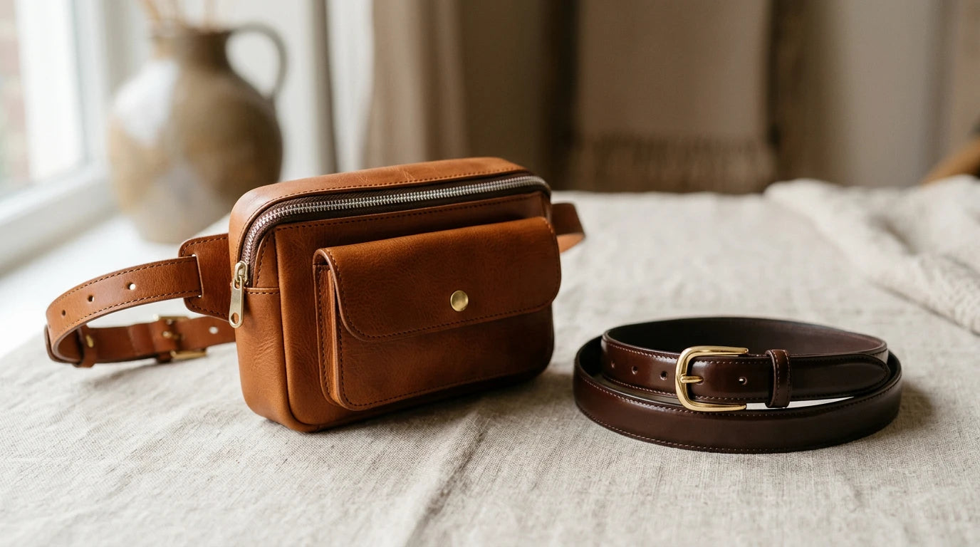 Belt bag compared with a slim regular leather belt