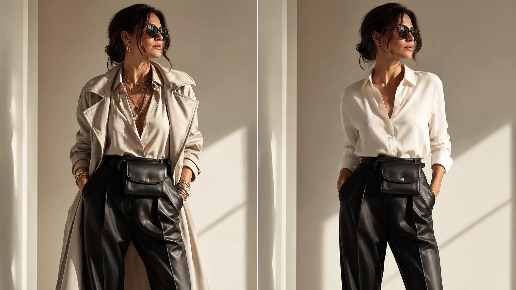 Comparison of a waistline with a belt bag alone versus a belt bag plus bulky belt