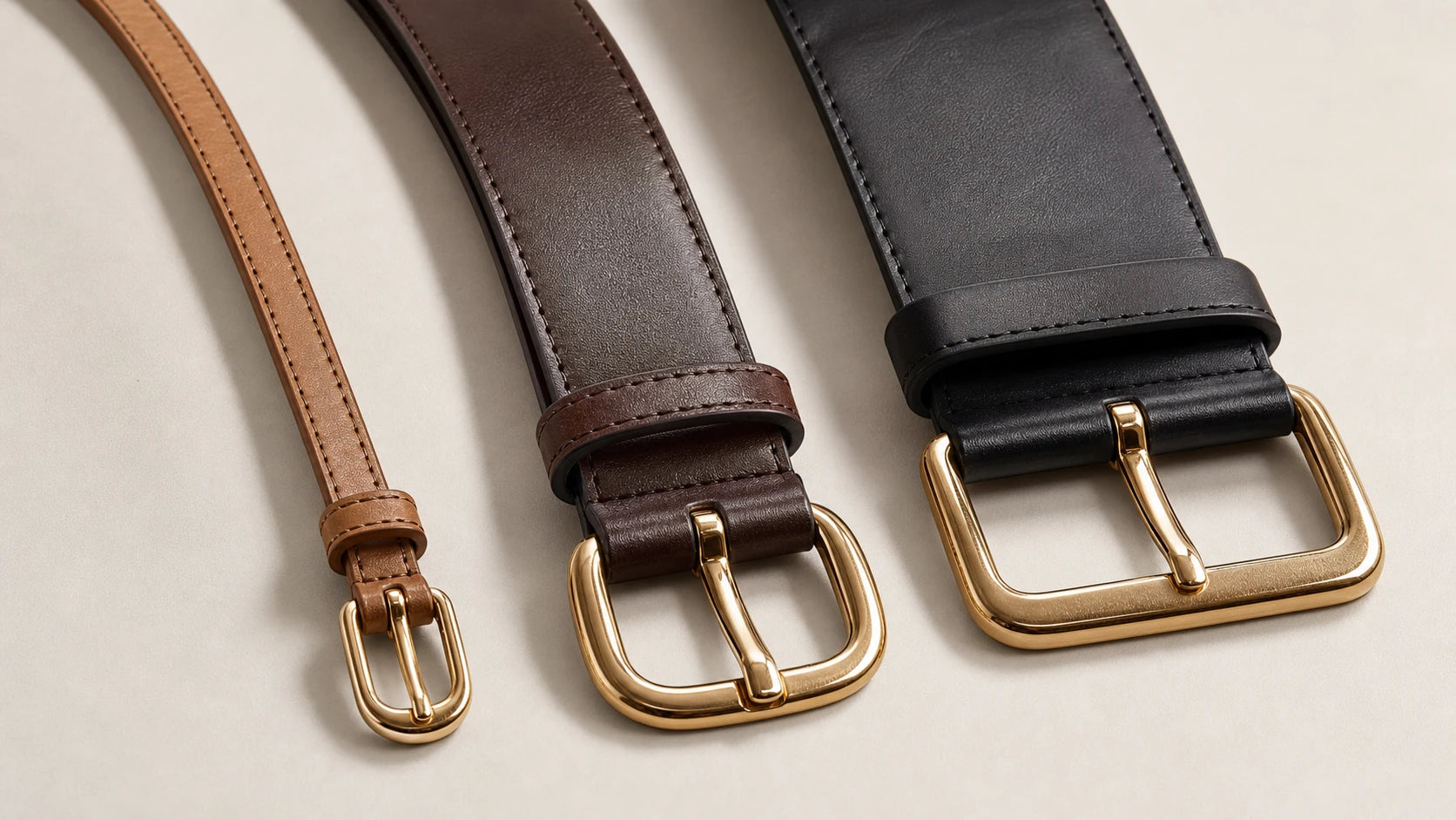 Comparison of women's belt widths and buckle sizes for proportion checking