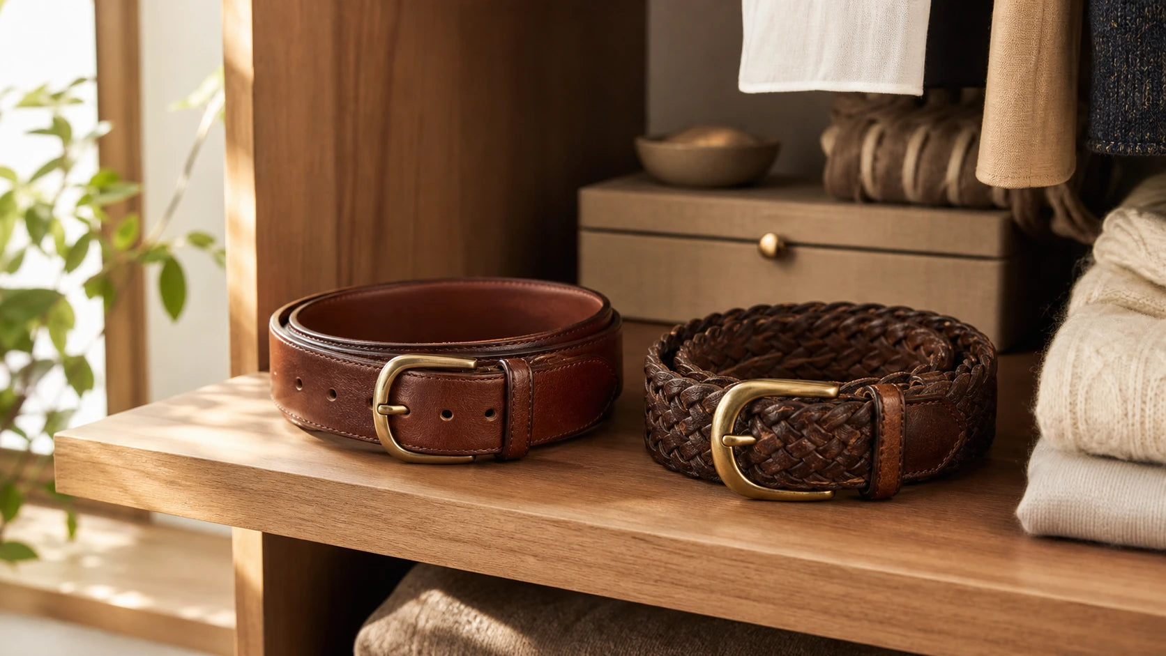 Women's leather belts stored neatly to illustrate care and long-term wear