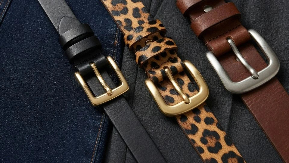 Comparison of leopard belt widths against denim and trouser belt loops