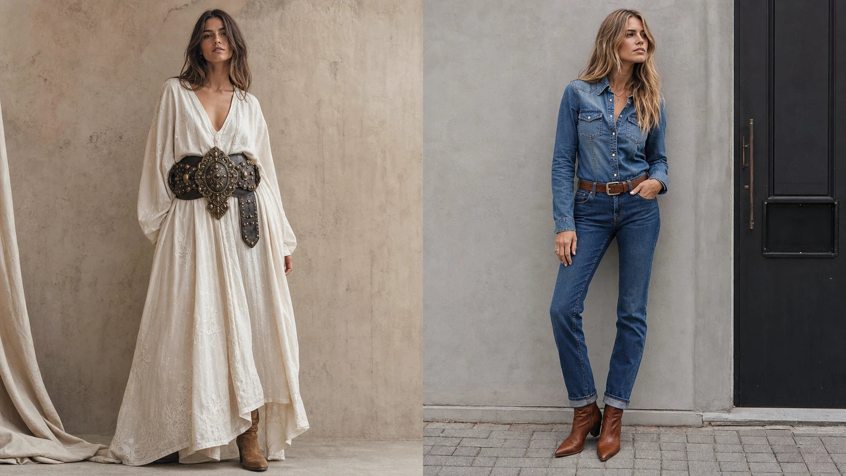Side-by-side comparison of an unbalanced and balanced medieval-inspired belt outfit