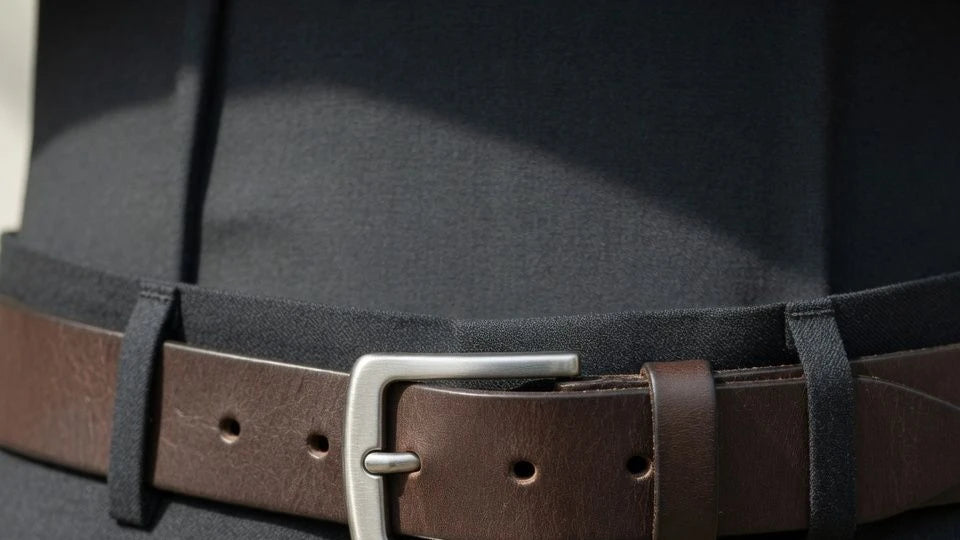 Proper leather belt fit showing middle-hole closure and neat tail length