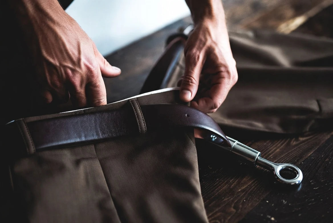 Belt fit check showing middle-hole closure and balanced tail length