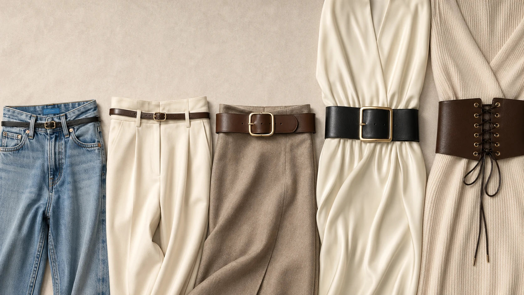 Comparison of women's belt categories with different widths and buckle sizes
