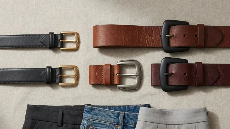 Comparison of different belt widths for women's trousers, denim, and skirts