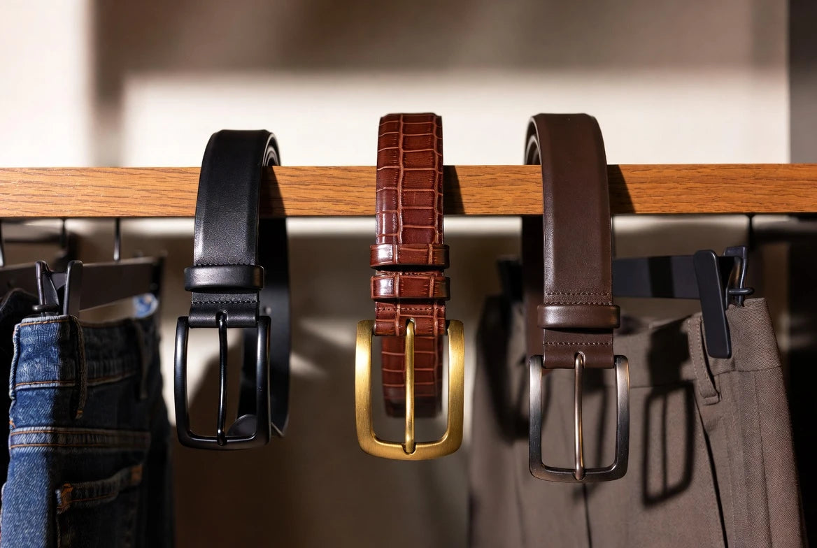 Comparison of slim and medium-width y2k belts with denim and trousers